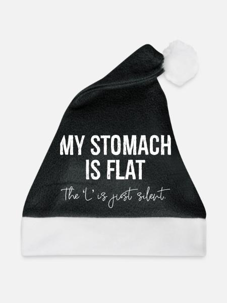 Mein Bauch ist flach - Weihnachtsmütze - Schwarz/Weiß - Vorne