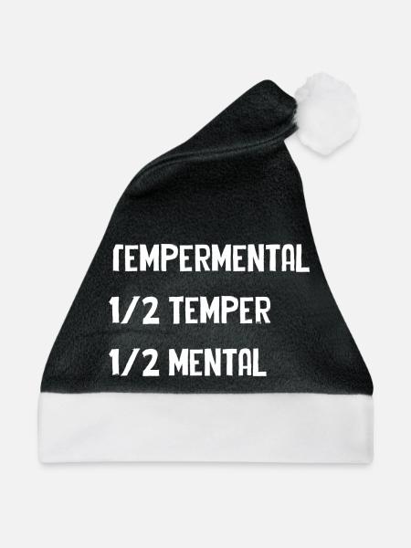 Tempermental Split Typography - Weihnachtsmütze - Schwarz/Weiß - Vorne