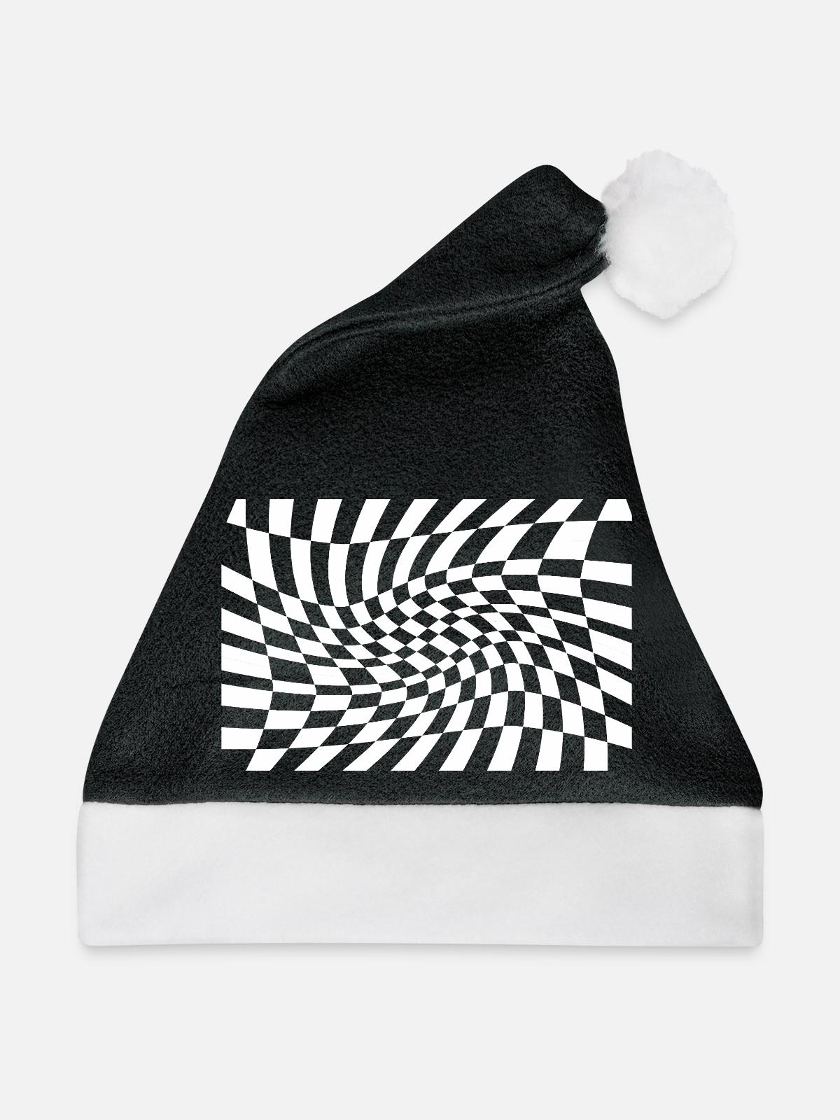 Optischer Checker-Wirbel - Weihnachtsmütze - Schwarz/Weiß - Vorne