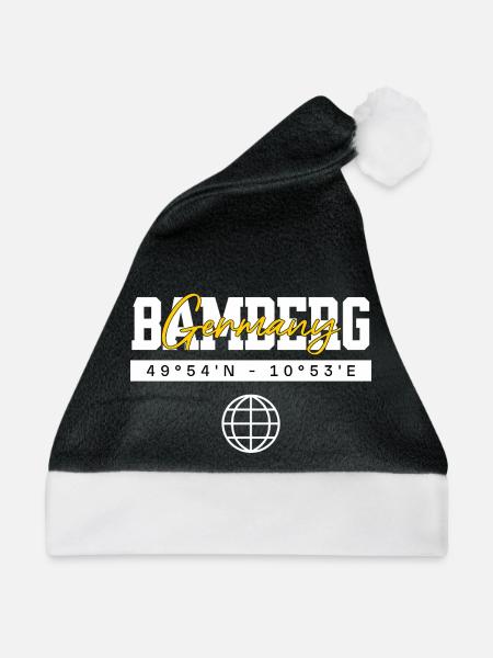 Bamberg Deutschland Koordinaten Reise Souvenir - Weihnachtsmütze - Schwarz/Weiß - Vorne