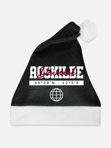 Roskilde Dänemark Koordinaten Reise Souvenir - Weihnachtsmütze - Schwarz/Weiß - Vorne