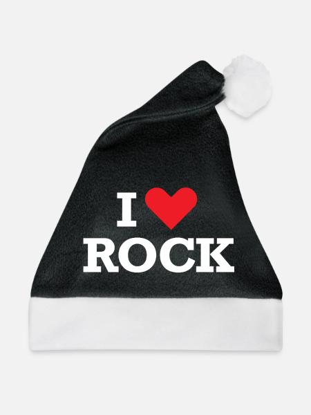Ich liebe die Rock Bold-Typografie - Weihnachtsmütze - Schwarz/Weiß - Vorne