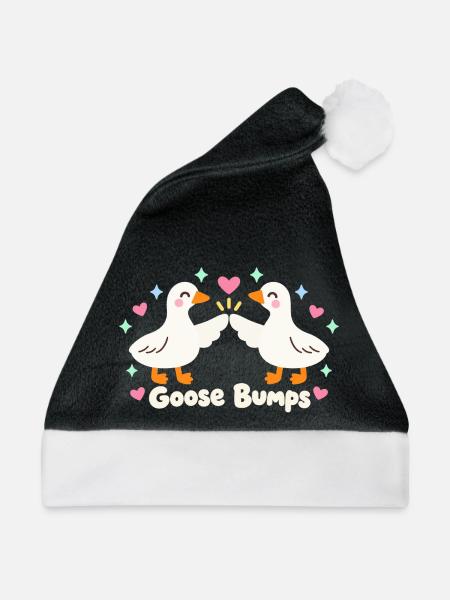 Kawaii Sparkle Geese Lustige Gänsehaut - Weihnachtsmütze - Schwarz/Weiß - Vorne
