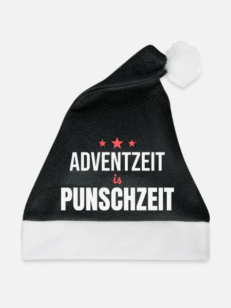Adventzeit is Punschzeit – Lustiges Dialekt-Shirt - Weihnachtsmütze - Schwarz/Weiß