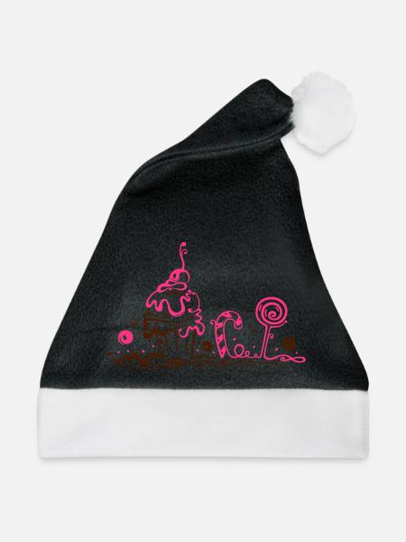 Cupcake, Süßigkeiten, sweets - Weihnachtsmütze - Schwarz/Weiß
