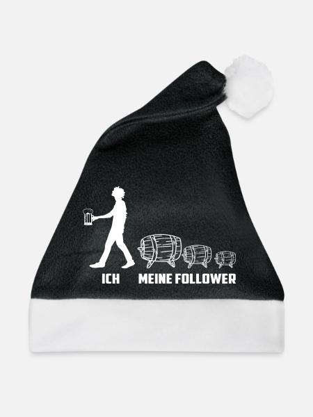Meine Bierfass Follower - Weihnachtsmütze - Schwarz/Weiß - Vorne