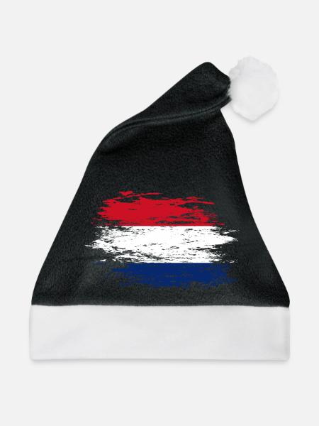 Holland Flagge used - Weihnachtsmütze - Schwarz/Weiß - Vorne