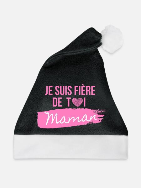 Rosa Herz Mama Pride T-Shirt - Weihnachtsmütze - Schwarz/Weiß