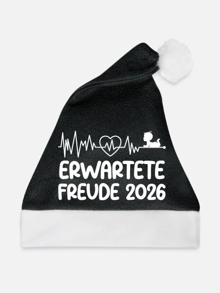 Werdende Mutter ERWARTETE FREUDE 2026 Lustig - Weihnachtsmütze - Schwarz/Weiß