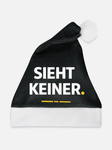 Sieht keiner. – Lustiges Handwerker Shirt - Weihnachtsmütze - Schwarz/Weiß
