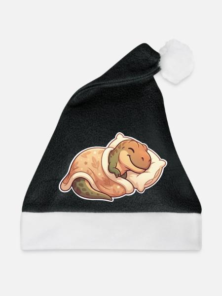 T Rex Schlafen - Weihnachtsmütze - Schwarz/Weiß