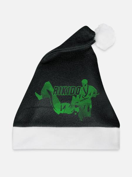 Aikido Nage No Jo Frau Silhouette grünes Design - Weihnachtsmütze - Schwarz/Weiß - Vorne