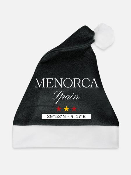 Menorca Spanien Souvenir – Reise minimalistisch - Weihnachtsmütze - Schwarz/Weiß - Vorne