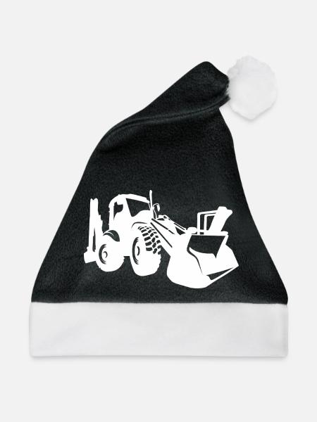 Bagger Radlader Baugeräteführer Silhouette - Weihnachtsmütze - Schwarz/Weiß