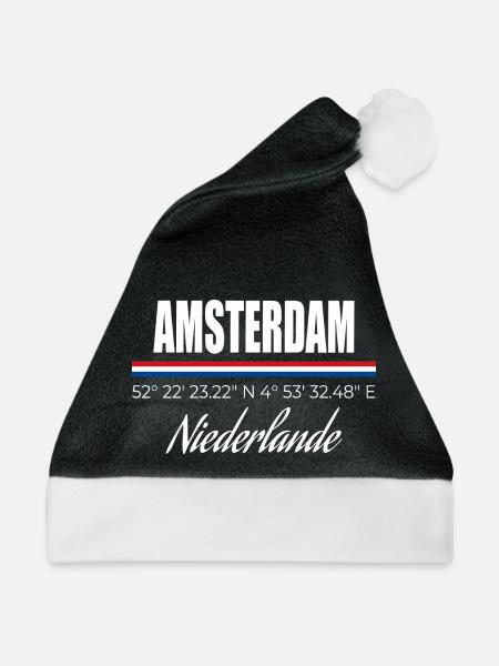 Amsterdam - Weihnachtsmütze - Schwarz/Weiß - Vorne