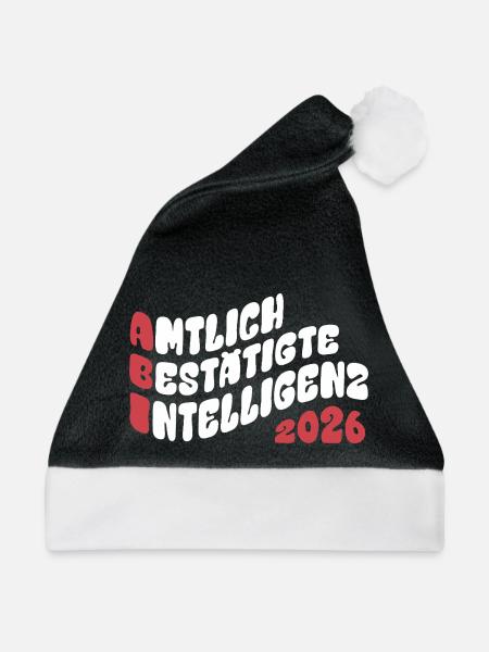 Abi 2026 - Abitur - Retro Flow Style Geschenk - Weihnachtsmütze - Schwarz/Weiß - Vorne