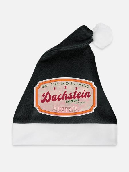 Dachstein Austria Alpenabzeichen-Druck - Weihnachtsmütze - Schwarz/Weiß - Vorne