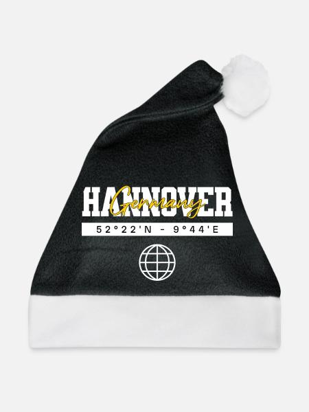 Hannover Niedersachsen Koordinaten Reise Souvenir - Weihnachtsmütze - Schwarz/Weiß - Vorne