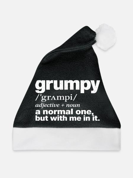 Grummelige Definition Lustige Sarkastische Definition Humor - Weihnachtsmütze - Schwarz/Weiß - Vorne