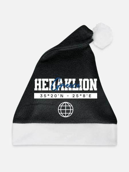 Iraklio Griechenland Koordinaten Reise Souvenir - Weihnachtsmütze - Schwarz/Weiß - Vorne