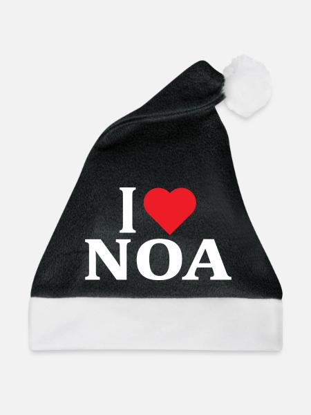 T-Shirt I love Noa T-Shirt Geschenkidee - Weihnachtsmütze - Schwarz/Weiß - Vorne