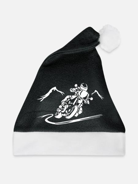 Rasende Motorrad Silhouette - Weihnachtsmütze - Schwarz/Weiß