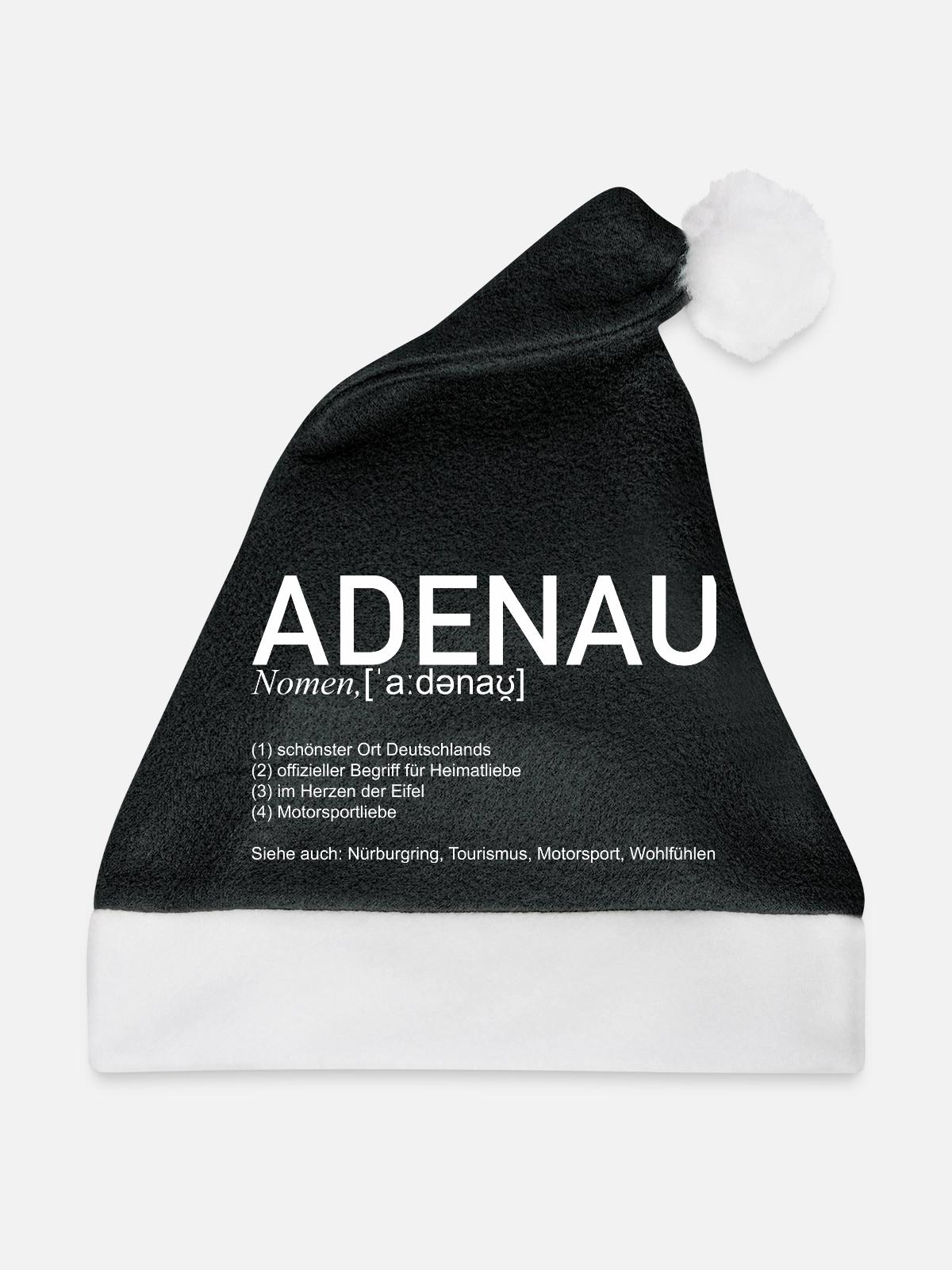 Adenau [Bedeutung] (weiß) - Weihnachtsmütze - Schwarz/Weiß - Vorne