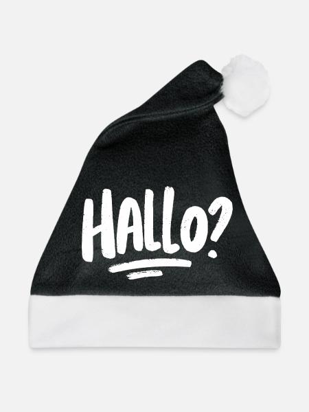 Hallo? - weiß - Weihnachtsmütze - Schwarz/Weiß