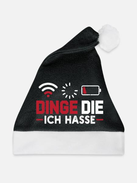 Nerd Computer DINGE DIE ICH HASSE LUSTIG - Weihnachtsmütze - Schwarz/Weiß - Vorne