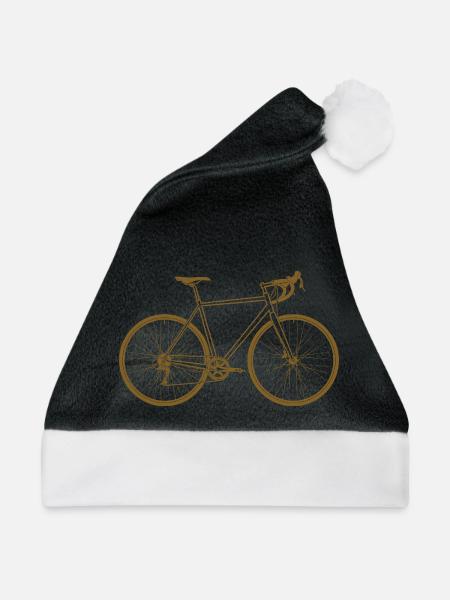 Kupferfarbene Fahrrad-Silhouette Rennrad - Weihnachtsmütze - Schwarz/Weiß