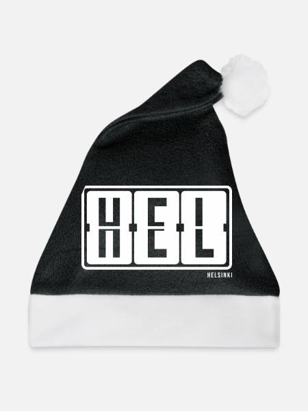 Helsinki HEL , City Souvenir T-Shirt, Hoodie, Cap - Weihnachtsmütze - Schwarz/Weiß - Vorne