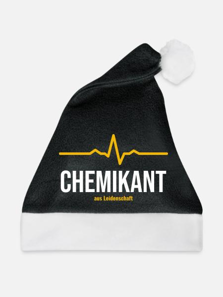 Chemikant Ausbildung Chemie Geschenk Herzschlag - Weihnachtsmütze - Schwarz/Weiß - Vorne