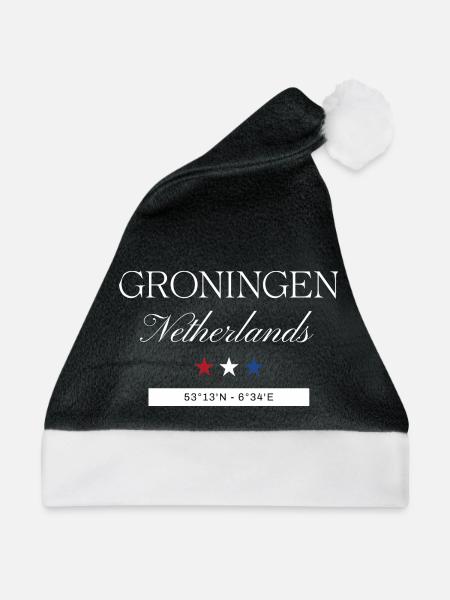 Groningen Niederlande Souvenir – Reise minimalist - Weihnachtsmütze - Schwarz/Weiß - Vorne