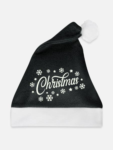 Weihnachtliches Script mit Schneeflocken - Weihnachtsmütze - Schwarz/Weiß - Vorne