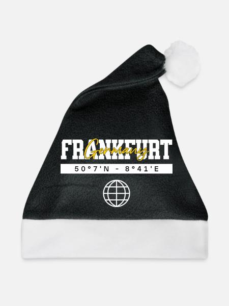 Frankfurt Deutschland Koordinaten Reise Souvenir - Weihnachtsmütze - Schwarz/Weiß - Vorne