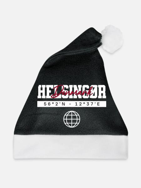 Helsingør Dänemark Koordinaten Reise Souvenir - Weihnachtsmütze - Schwarz/Weiß - Vorne