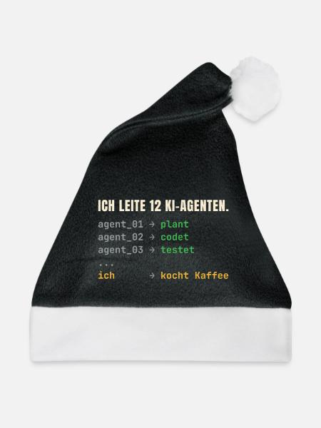 Ich leite 12 KI-Agenten – Chef-Shirt - Weihnachtsmütze - Schwarz/Weiß