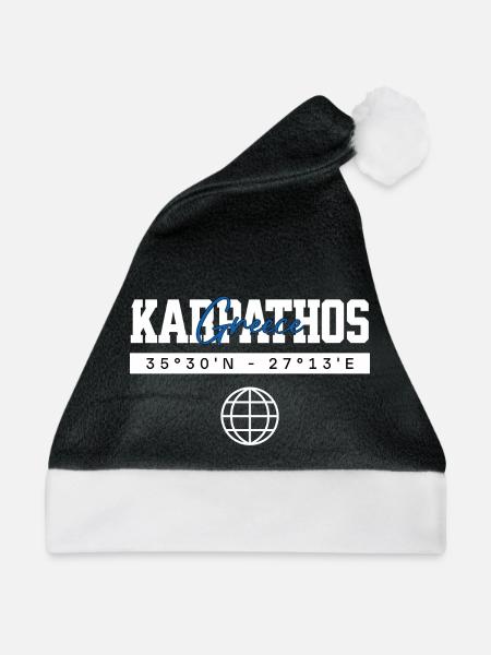 Karpathos Griechenland Koordinaten Reise Souvenir - Weihnachtsmütze - Schwarz/Weiß - Vorne