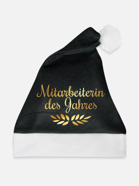 Mitarbeiterin des Jahres (Goldgelb) - Weihnachtsmütze - Schwarz/Weiß
