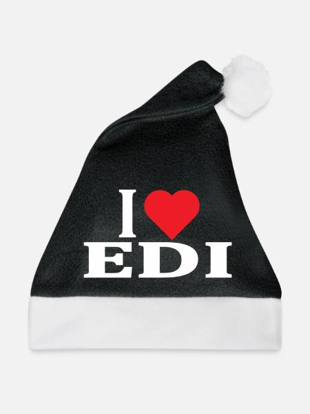 T-Shirt Ich liebe Edi T-Shirt Geschenkidee - Weihnachtsmütze - Schwarz/Weiß - Vorne