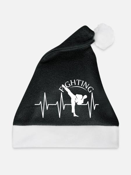 Puls Kick Kampfsport fighter Kämpfer Symbol Verein - Weihnachtsmütze - Schwarz/Weiß - Vorne
