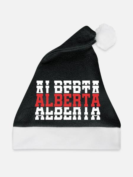 T-Shirt Alberta T-Shirt Geschenkidee gestapelter Text - Weihnachtsmütze - Schwarz/Weiß - Vorne