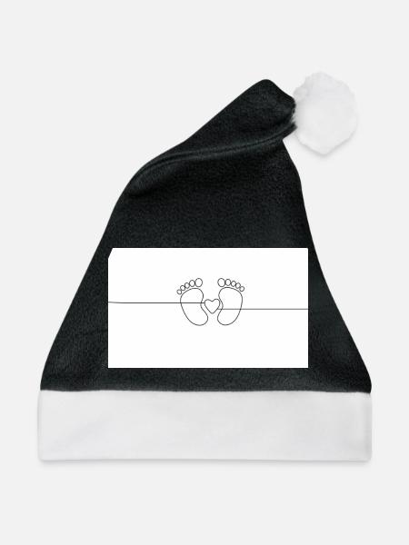 Herzige Fußabdrücke mit Herz-Detail - Weihnachtsmütze - Schwarz/Weiß - Vorne