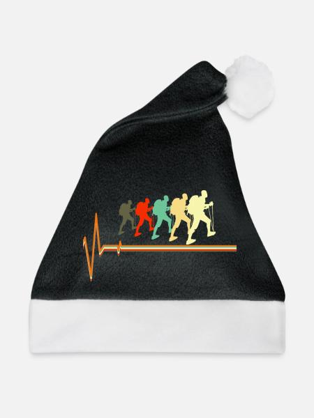 Retro-Wander-Heartbeat-Puls-Silhouette - Weihnachtsmütze - Schwarz/Weiß