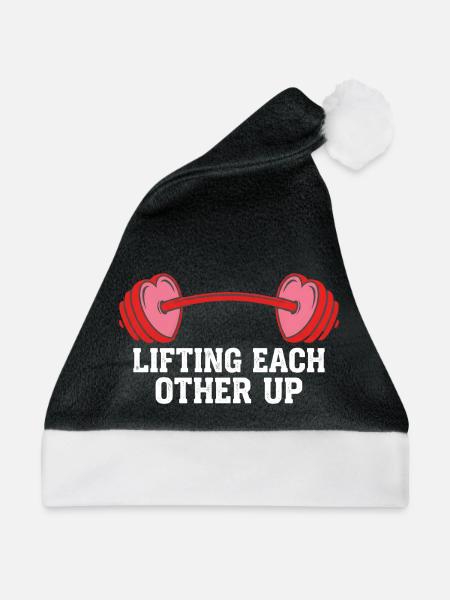 Sich gegenseitig hochheben lustiges Fitnessstudio-Workout Valentine - Weihnachtsmütze - Schwarz/Weiß - Vorne