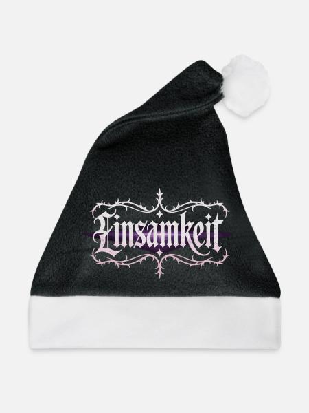 Einsamkeit Shirt – Gothic Schriftzug - Weihnachtsmütze - Schwarz/Weiß - Vorne