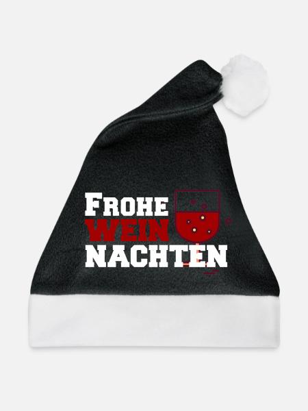 Frohe Weinachten Weinglas Design - Weihnachtsmütze - Schwarz/Weiß