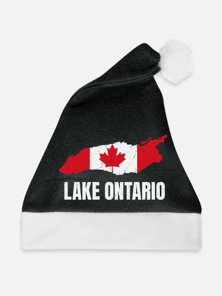 Ontario Karte mit kanadischer Flagge - Weihnachtsmütze - Schwarz/Weiß - Vorne