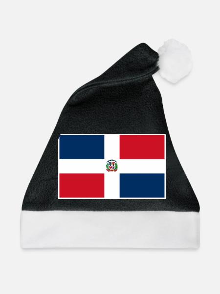 Dominican Republic Flag Classic Frame - Weihnachtsmütze - Schwarz/Weiß - Vorne