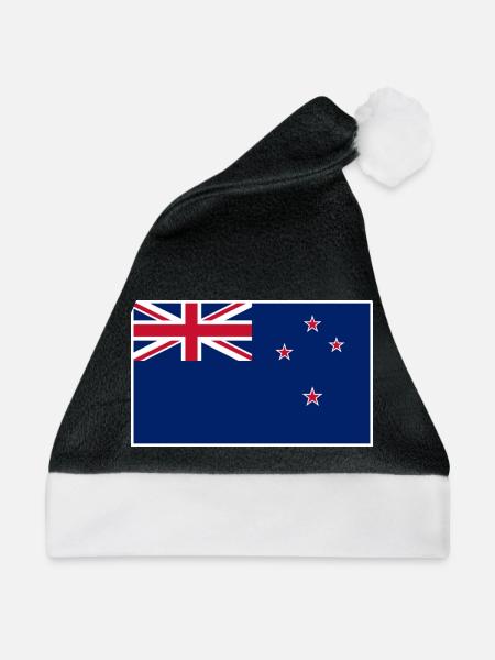 New Zealand Flag - Weihnachtsmütze - Schwarz/Weiß